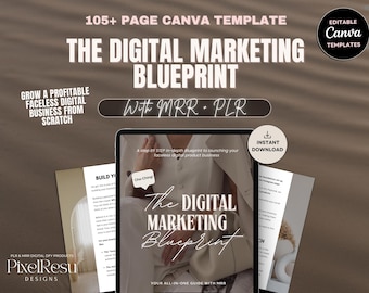 Faceless Business Digital Marketing eBook, Editable Canva Template with PLR & MRR Rights, Digital Marketing Ebook Bundle, Faceless Marketing