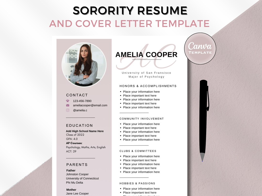 Sorority Resume Template With Photo - Il 1080xN.5574411157 Ogp1 