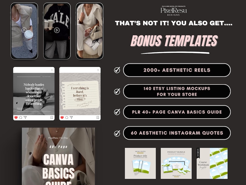 7000 faceless instagram reels, Canva template, resellable content, resell rights, aesthetic stock videos, mega plr mrr bundle pack, resellable digital products, plr aesthetic reels, plr instagram posts, plr ebook, canva basics guide, canva crash course