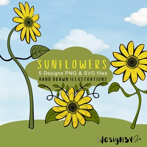 Imágenes prediseñadas de girasol, Arte vectorial de girasol, Girasoles PNG, Girasol colorido, corazón de girasol, borde de girasol, corona de girasol, Flores.