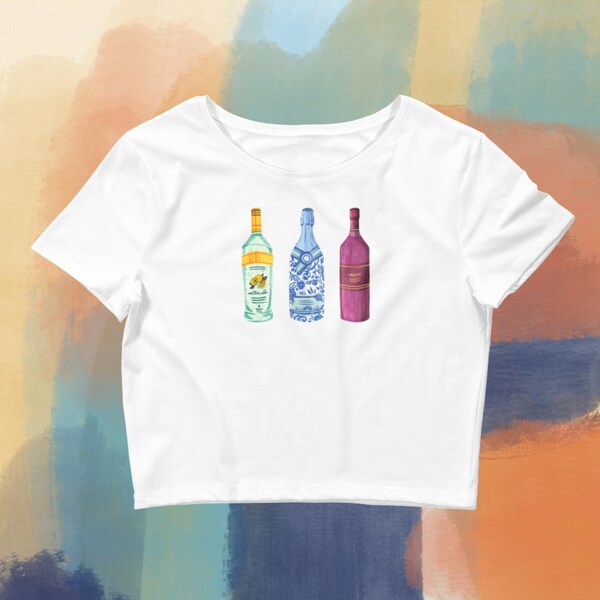 Aesthetic Retro Bottle Girl Summer 90s Cropped T-Shirt, Lightweight Cotton Shirt, Baby Tee
