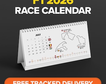 F1 2026 Desktop Calendar | Formula One Grand Prix Circuits | Race Track Desk Calendar | Birthday Christmas Gift for Motor Racing Fan