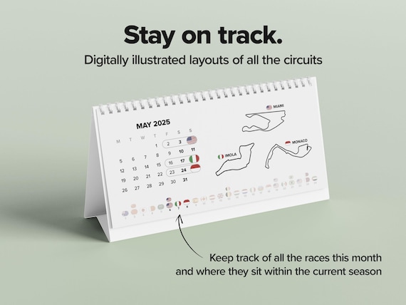 F1 2025 Desktop Calendar | Formula One Grand Prix Circuits