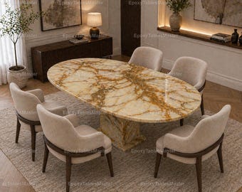 Honey Onyx Oval Dining Table | Luxury Natural Onyx Stone Dining Tabletop | Handmade Statement Furniture Luxury Honey Onyx Dining Table | top