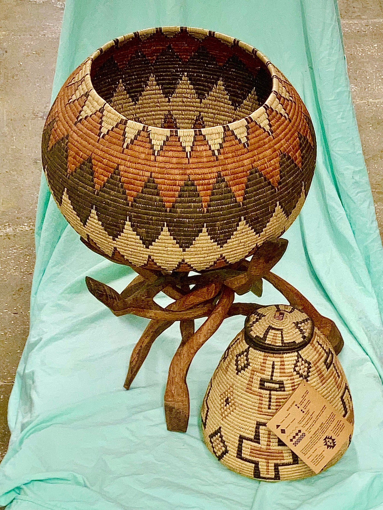 A Pair of Zulu Woven Baskets With African Folding Table - Etsy