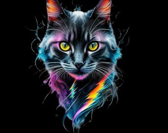 Watercolour Cat Clipart Instant Download  PNG file only!