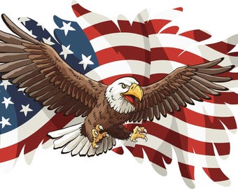 American Eagle US Flag Watercolor Vector Clipart (Digital Download)