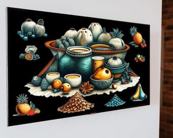 African style Wall art Pack. Instant Download 4 PNG files only!