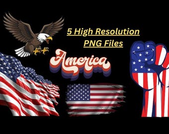 Independence day, 4th of July,  American Patriot Instant Download Pack 5 PNG files only!