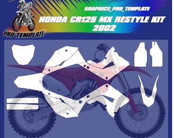 Kit de rediseño de la Honda CR125 MX (años 2002 en adelante): plantilla vectorial a escala 1:1