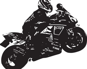 Black and White Superbike Vector Clipart (Digital Download)