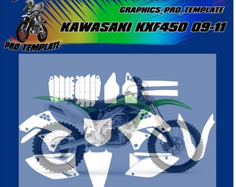 Kawasaki KXF450 09-11 vector template at a 1:1 scale