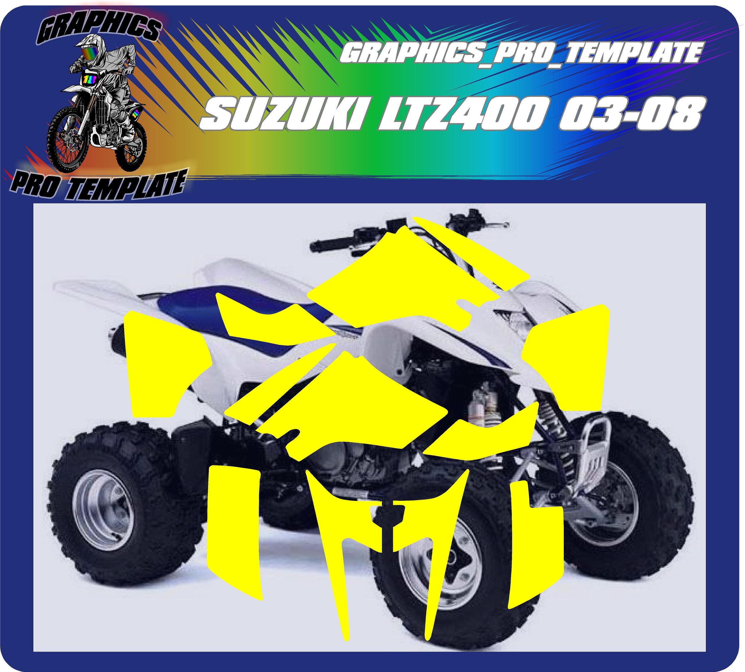 Suzuki 400 LTZ IE ATV Eraser Graphic Kit Blue Yellow