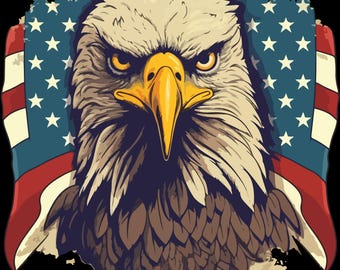 American Eagle with US Flag Instant Download PNG file only!