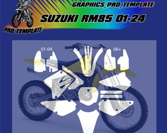 Plantilla vectorial Suzuki RM85 01-24 a escala 1:1