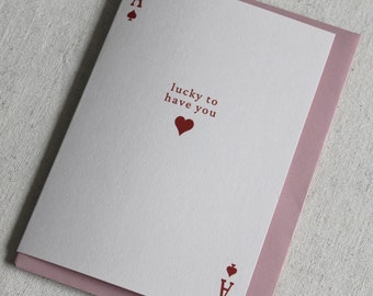 Lucky Ace Playing Card Valentine's Galentine's Card | Sustainable Greetings Card | Blank Inside