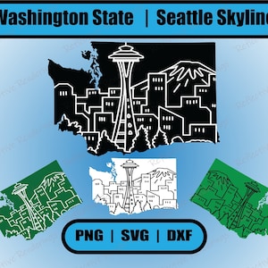 Washington State SVG | Skyline SVG | Washington Basteln DIY | 4 Farbvariationen | Washington State Shirt | Washington Cricut