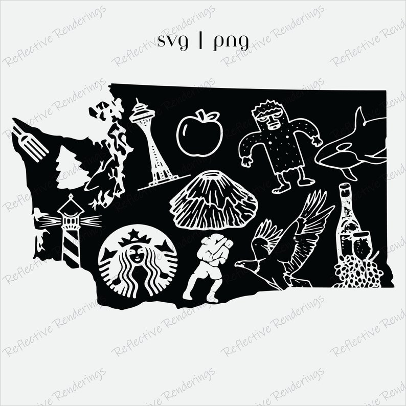 Washington Symbols SVG Pack | WA Pop Culture SVG | Unique Washington ...
