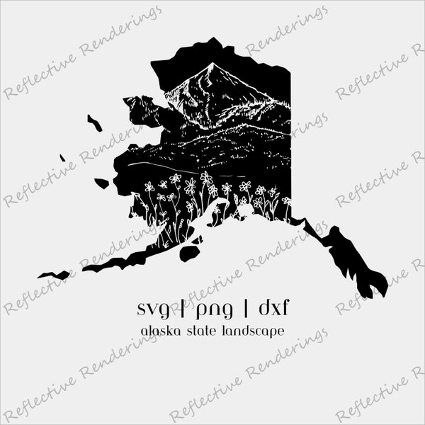 Alaska State Landscape SVG | Alaska Nature SVG | Unique Alaska State Map svg | Alaska State png | Alaska Nature Clip Art