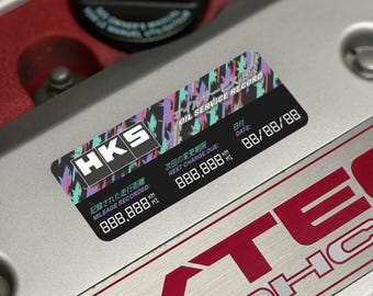 JDM Car Sticker – HKS Service Reminder Vinyl Decal, Automotive Car Window / Engine Bay Sticker, JDM Accessories