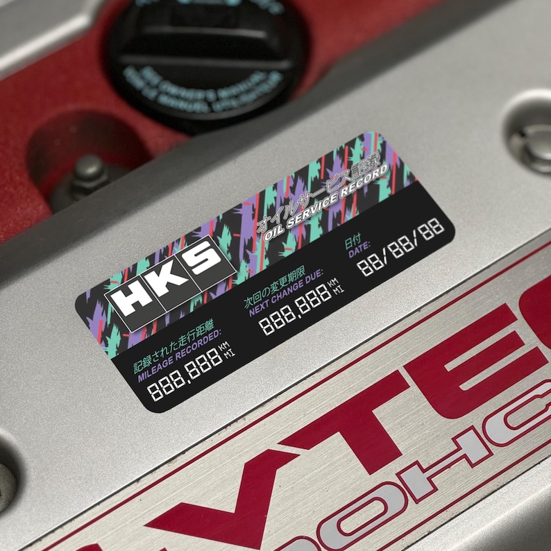 JDM Car Sticker – HKS Service Reminder Vinyl Decal, Automotive Car Window / Engine Bay Sticker, JDM Accessories image 1