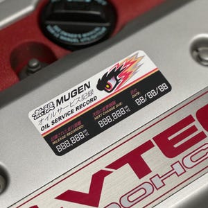 Mugen JDM Oil Service Reminder Sticker Honda Civic Type R K20A S2000 F22