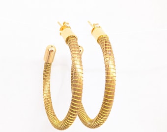 Vegetable gold Creole earrings – CARIBE – Biojoya Capim dourado – Sustainable natural faire trade jewelry – Pressure 4cmx3.5cm - Original gift