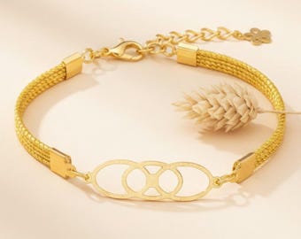 Pulsera ecológica capim dorado oro vegetal SLOWECO MILÁN, Regalo pulsera original mujer, ecológica elegante ética, Comercio justo 6x4.5 cm