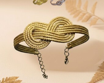 Pulsera infinito capim dorado oro vegetal SLOWECO IBIZA, Regalo original ecológico ético bio, Pulsera midimalista, Comercio justo 6,5x5cm