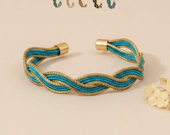 Brazalete trenzado oro vegetal capim dourado planta SLOWECO PAPUA, Regalo original ecológico elegante ético, Comercio justo, Jalapao 6,5x5cm