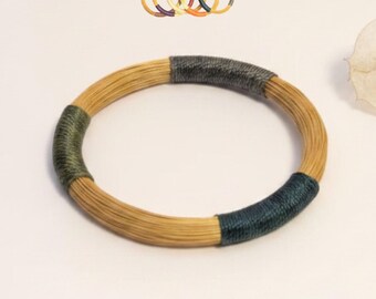 Brazalete aro dorado capim dorado oro vegetal SLOWECO AFRICANOS, Regalo original y ecológico, elegante Comercio justo Brasil -Diámetro 6,5cm