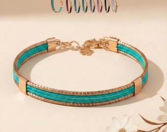 Pulsera ecológica oro vegetal capim dorado SLOWECO VINICUNCA, Regalo original mujer, Pulsera sostenible elegante bio, Comercio justo 7x4,5cm