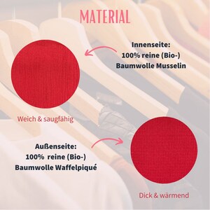 Darstellung des Materials des Geburtstuches: Innenseite Musselin und Außenseite Waffelpique