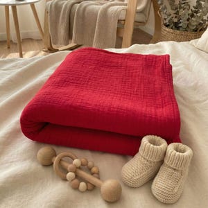 Rotes Geburtstuch 100% Bio-Baumwolle GOTS, mit Wunschnamen & Herz personalisierbar - Gebärmutter Effekt / Hebammen Tipp Erstausstattung