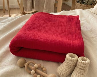 Rotes Geburtstuch 100% Bio-Baumwolle GOTS, mit Wunschnamen & Herz personalisierbar - Gebärmutter Effekt / Hebammen Tipp Erstausstattung