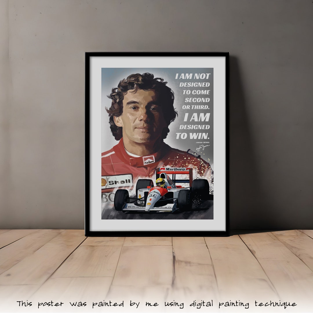 Ayrton Senna, Designed to Win, Quote Print, Wall Art, Motivation