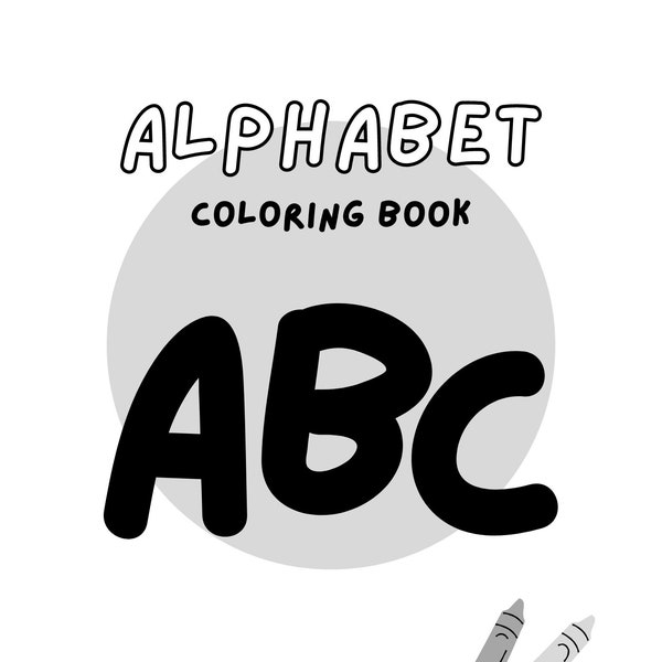ABC Coloring Book, Alphabet, Kids Coloring Book, 28 Pages, PNG File