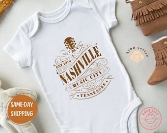 Nashville Baby Bodysuit, Tennessee Tee for Newborn Baby, Bodybuild Shower Gift, Country Music Tee, Mothers Day Gift, Music City Unique Gift