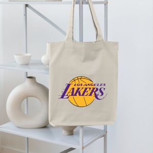 lakers bag, LA cotton tote bag, shoulder bags, los angeles lakers, women tote ecobag, tote bag gift, tote bag original, gift for her image 1