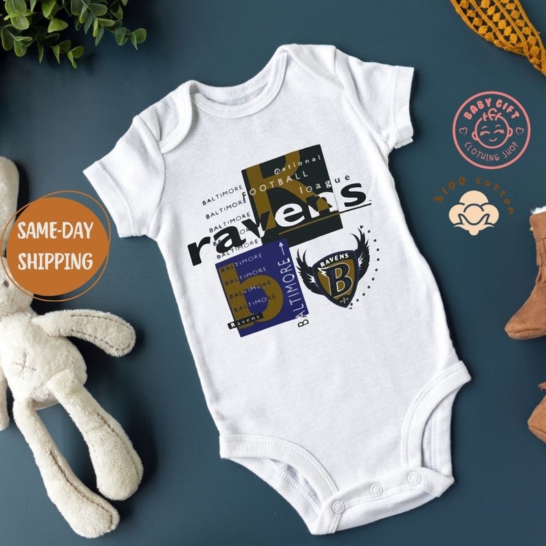 Unique Baltimore Ravens Onesie, Ravens Fan Sport Bodysuit, Retro Onesie For Baby, Newborn Sport Bodybuild, Baby Unique Shower Gift for Baby zdjęcie 1