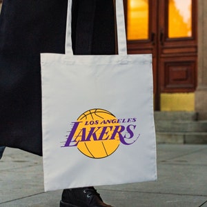 lakers bag, LA cotton tote bag, shoulder bags, los angeles lakers, women tote ecobag, tote bag gift, tote bag original, gift for her image 3