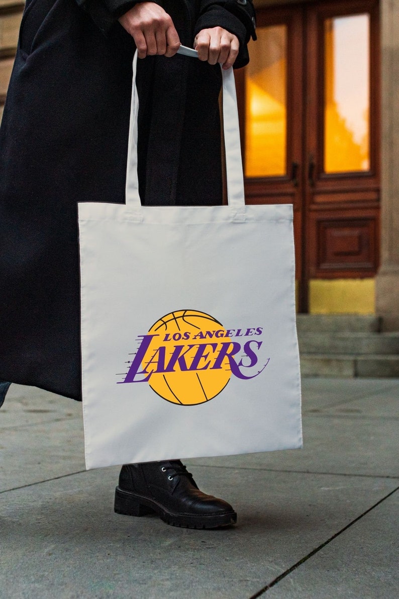 lakers bag, LA cotton tote bag, shoulder bags, los angeles lakers, women tote ecobag, tote bag gift, tote bag original, gift for her image 3