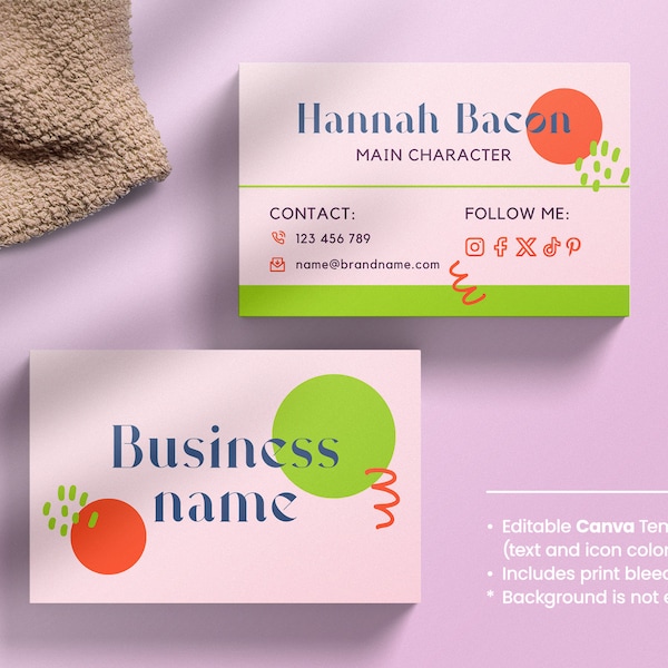 Retro Business Card, Funky and Aesthetic, Editable Canva Template, Retro Branding, Groovy Style, 70's businesscard, Groovy Business, Project