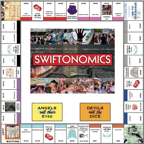 Gioco Monopoly ispirato a Swiftonomics / Approvato da Swiftie / Guarda il tour Eras e gioca / Swiftie Game Night / Scarica / Monopoli personalizzato