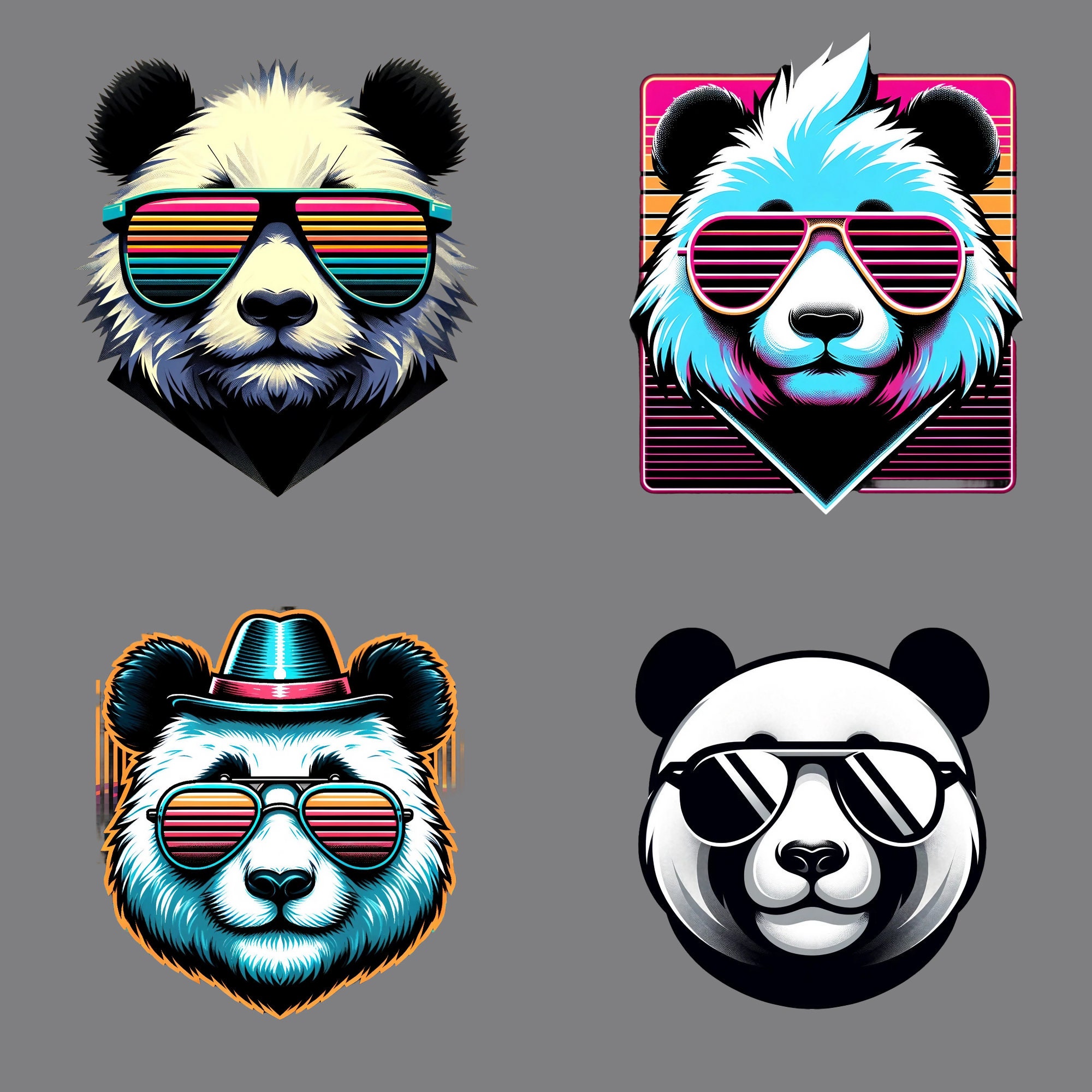 Panda Design Bundle PNG Pack, Png Files, Png Designs, Digital Product ...