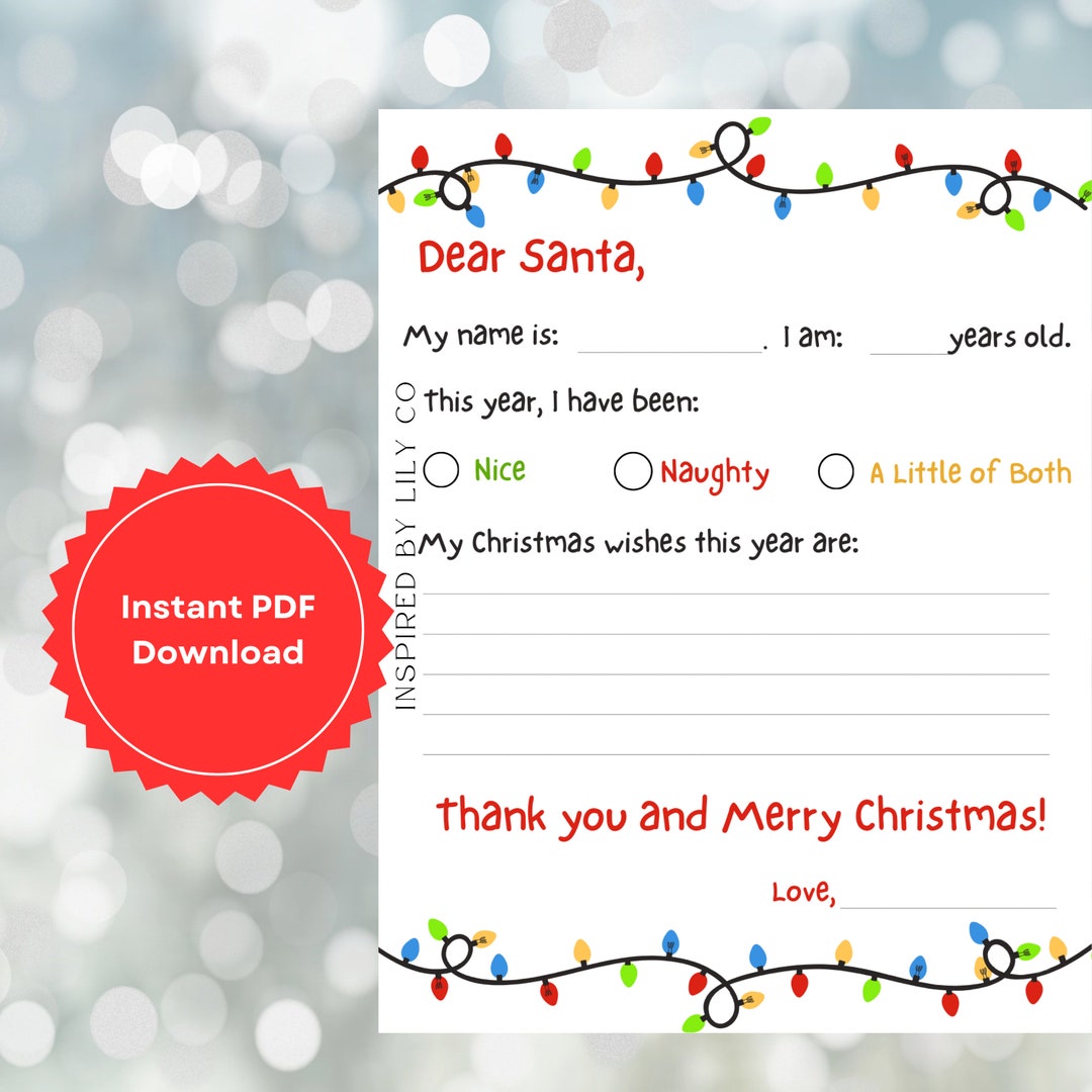 Letter to Santa Christmas Printable Includes Fun Christmas Eve ...