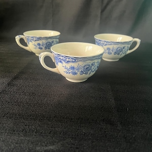 Three "Bristol" Crown Ducal Company Transfer ware Teacups