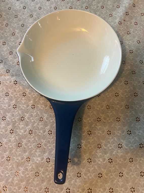Vintage Michael Lax Copco Enameled Cast Iron Skillet: Cobalt Blue Enamel, Danish Modern Design