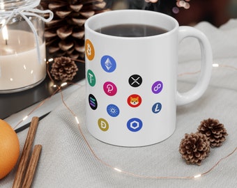 Cryptocurrency Mug - Bitcoin, Ethereum, XRP, DOGE, SHIB - Perfect for Coffee & Crypto Lovers - Great Tech Enthusiast Gift11oz