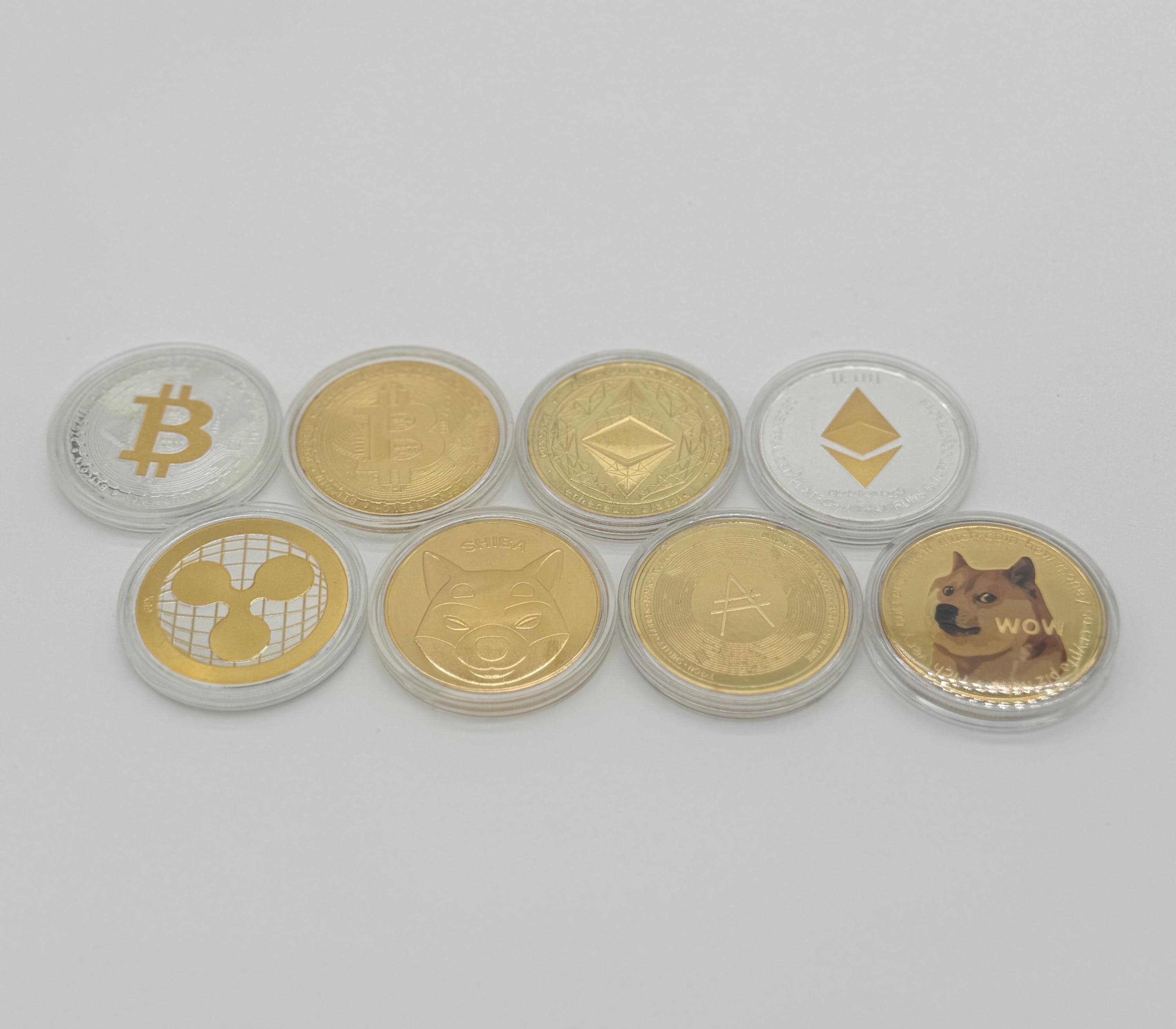 Bitcoin Collectors Coins - Set of 8 Coins. Physical Crypto Coins - Ethereum,  Dogecoin, XRP, SHIBA & Cardano Limited Edition. - Etsy